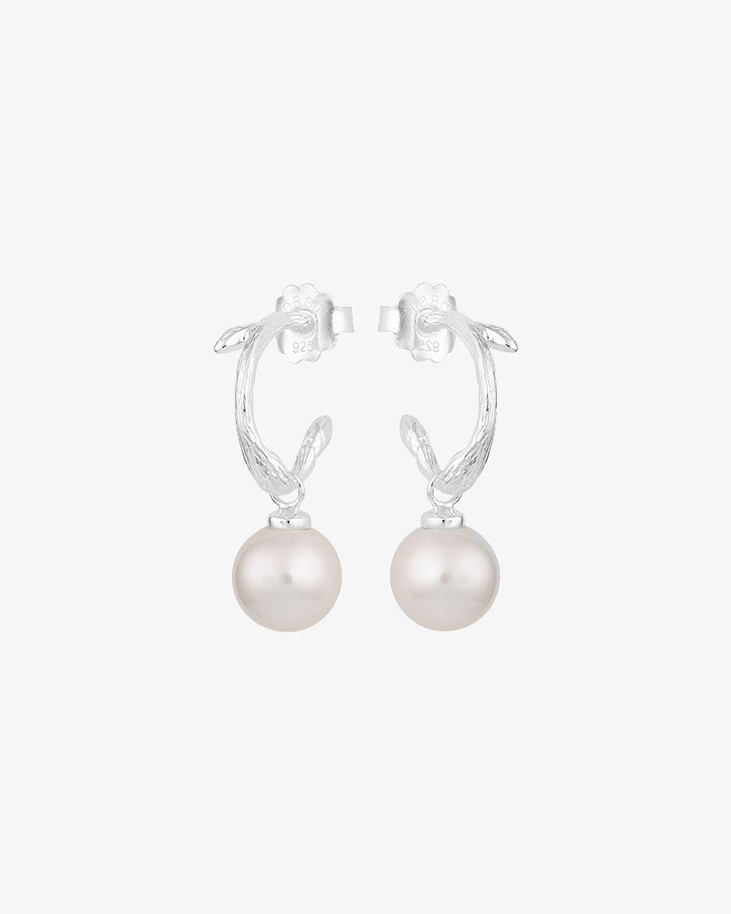 Drakenberg Sjölin Branch Pearl Hoops - Silver