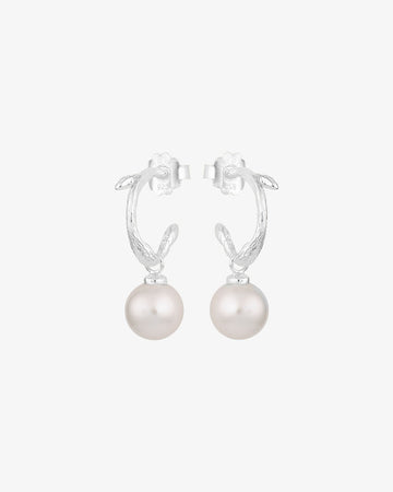 Drakenberg Sjölin Branch Pearl Hoops - Silver