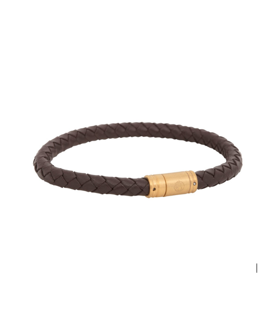 by Billgren Liam Läderarmband Brun/Guld