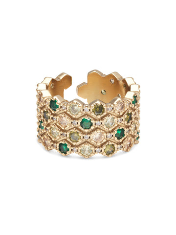 Ylva Li Halo Ring Emerald