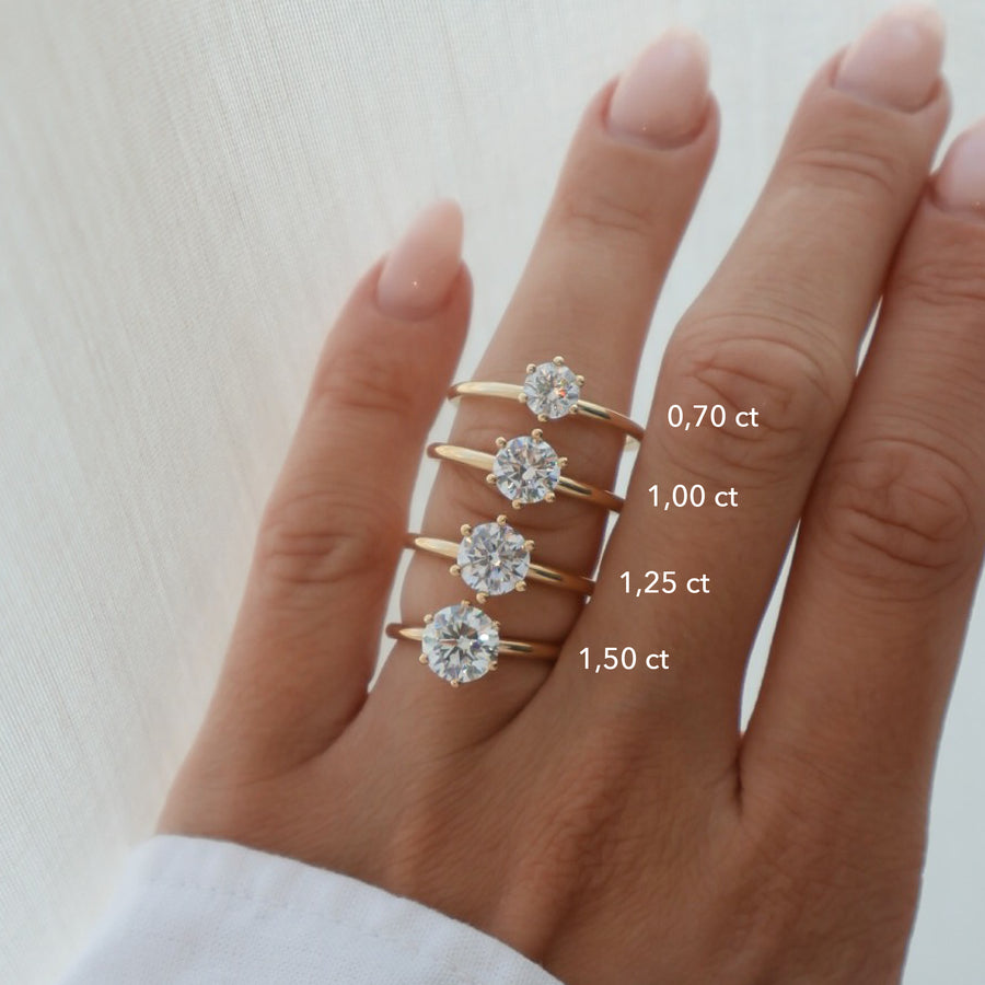 Adele förlovningsring olika storlekar på diamant i 18K Rödguld