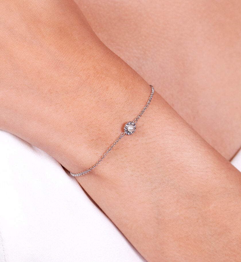 Lily and Rose Petite Miss Sofia Pearl Bracelet - Crystal (Silver)
