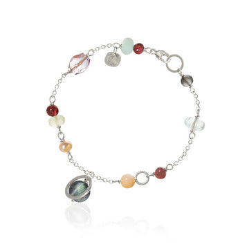 Dulong Piccolo armband silver med ljus mix av stenar