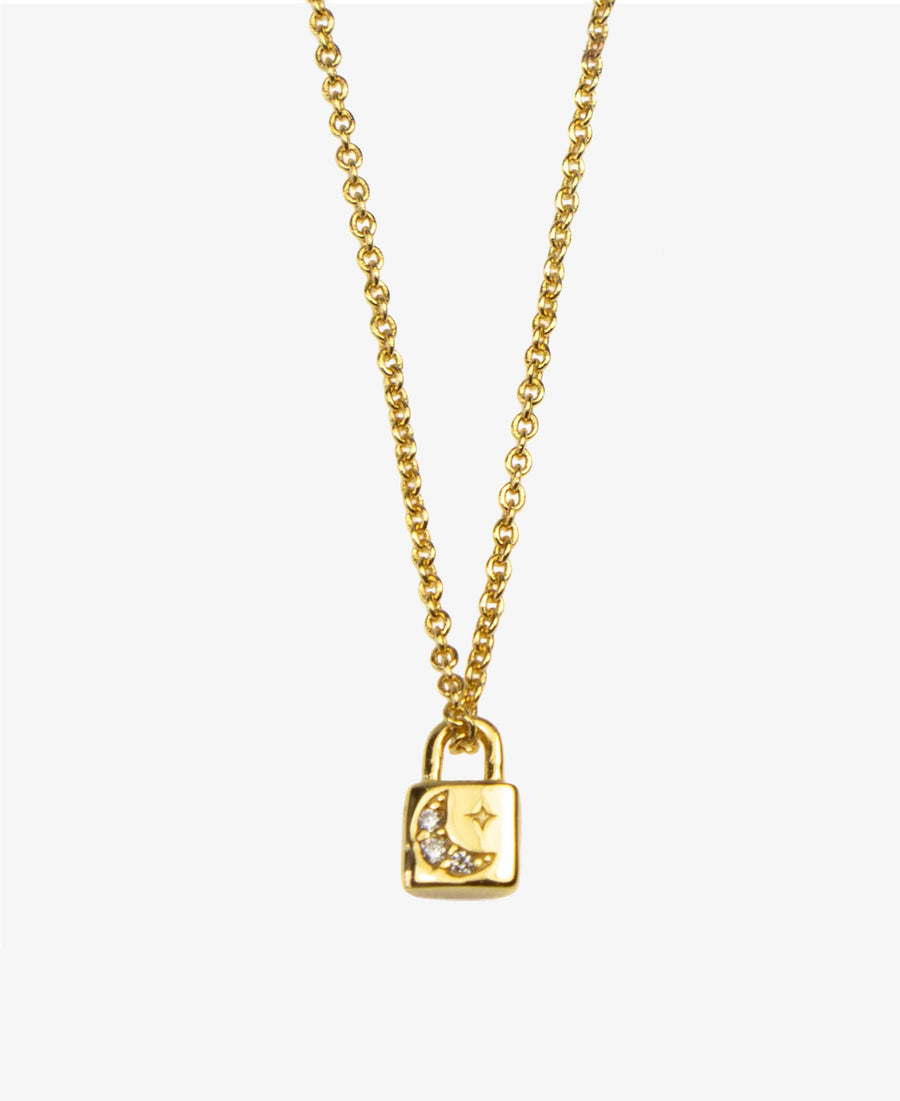 Hultquist Copenhagen Moon & Star lock necklace