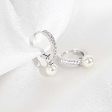 Lily And Rose Petite Kennedy Hoops Earrings - Ivory Pearl (Silver)