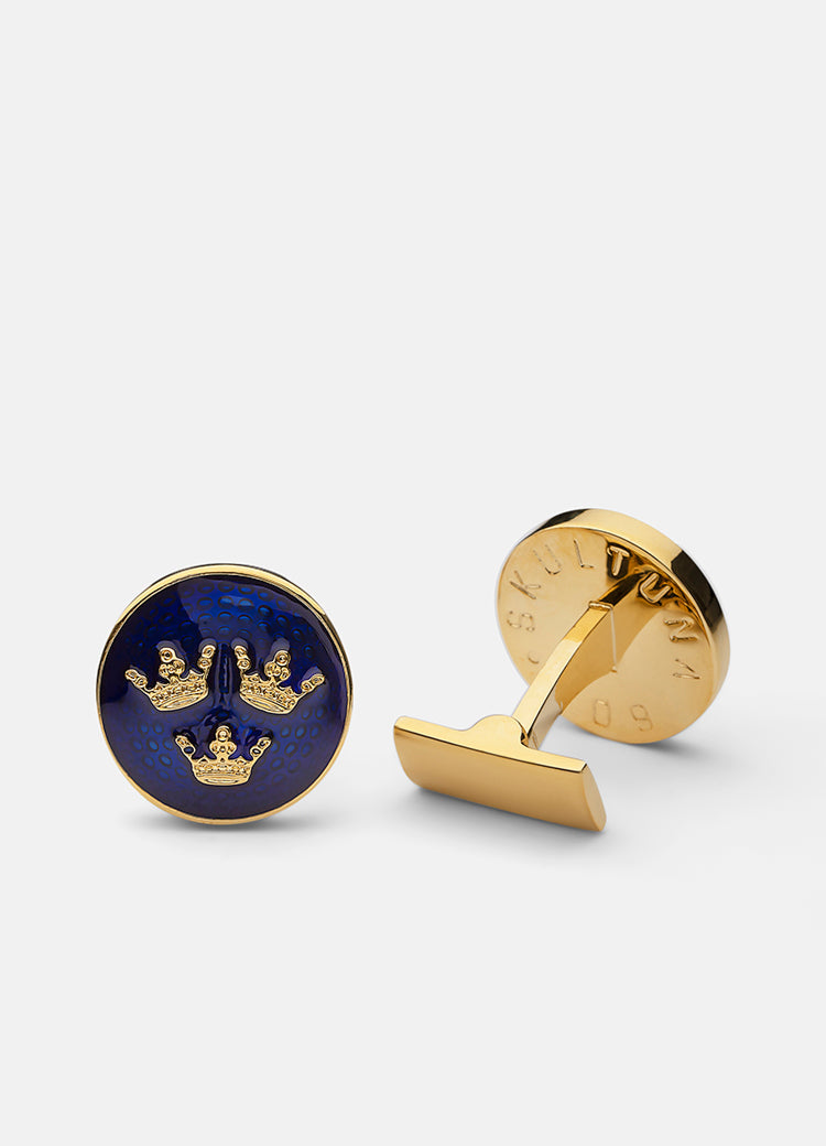 Skultuna Manschettknappar Tre Kronor Royal Blue/Gold