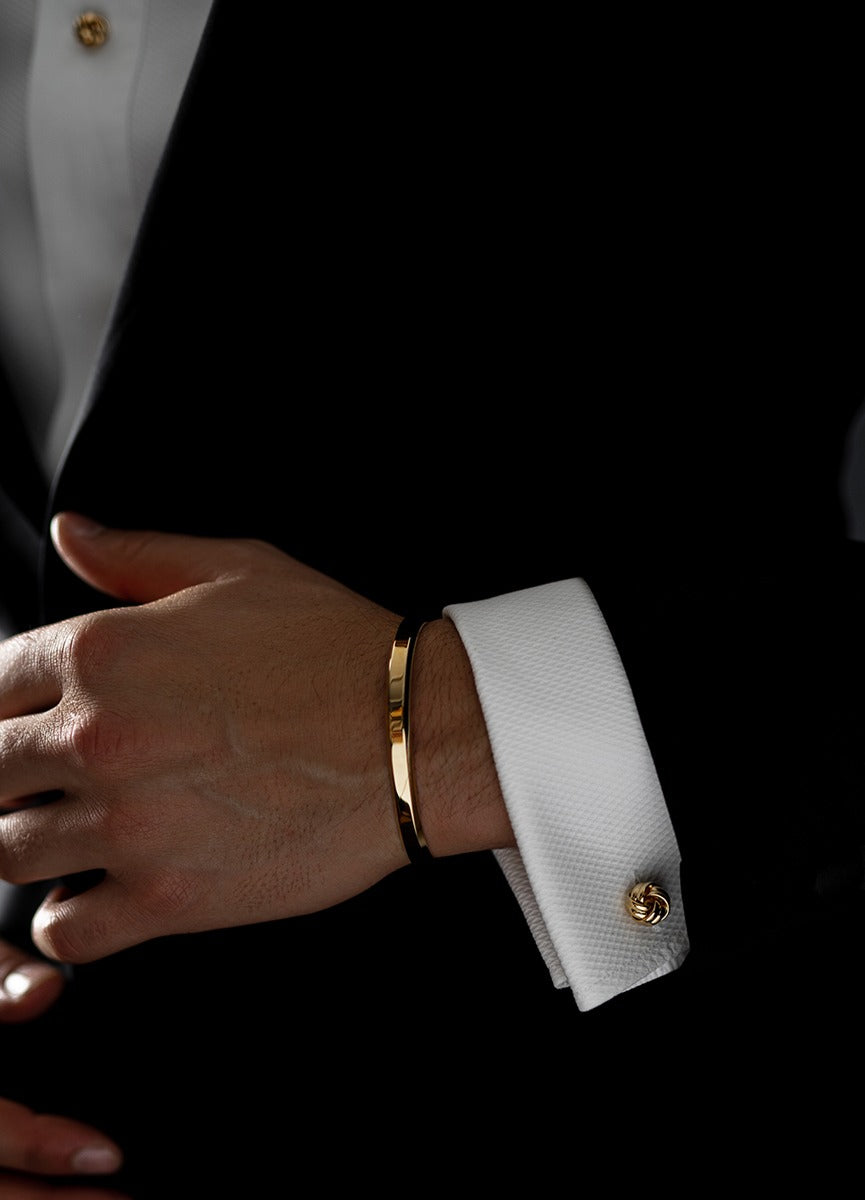 black-tie-cuff-links-gold-knot