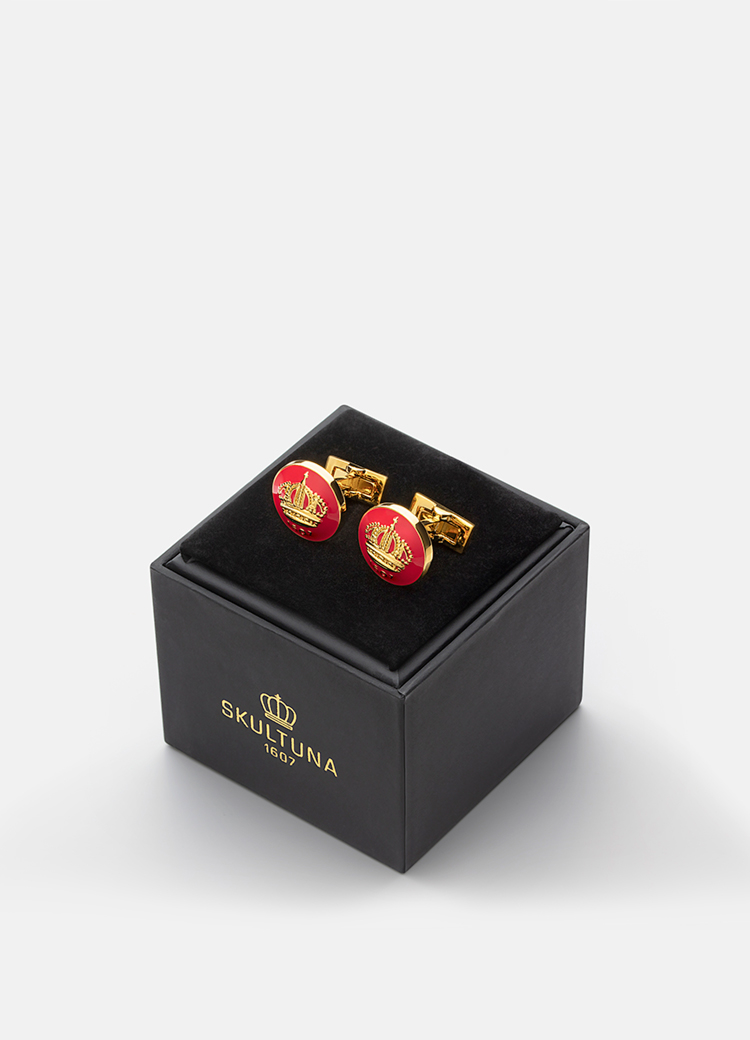 Skultuna Manschettknappar Crown Red/Gold